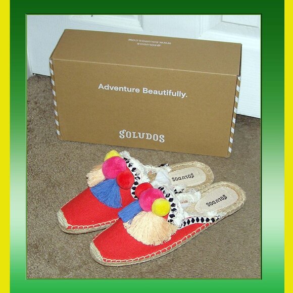 NIB size 8.5 Soludos Espadrille flats Mules with Tassels - Picture 1 of 12